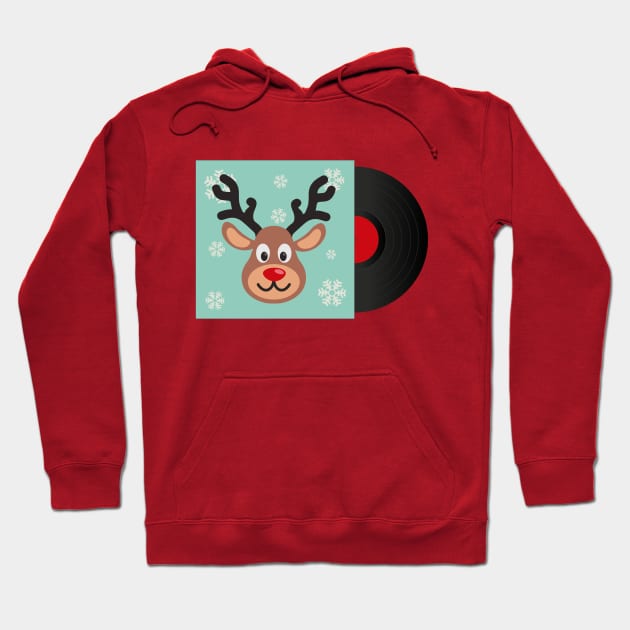 Christmas Party Vinyl Lp | Cute Deer | Xmas Music Hoodie by Fluffy-Vectors